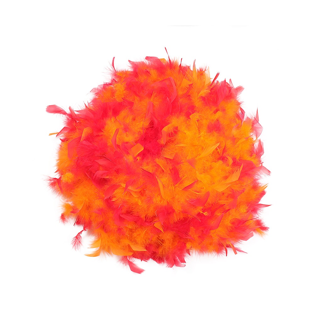 Tipped Chandelle Feather Boa - Heavyweight - Orange/Shocking Pink - Chandelle Boa