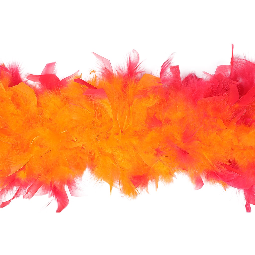 Tipped Chandelle Feather Boa - Heavyweight - Orange/Shocking Pink - Chandelle Boa