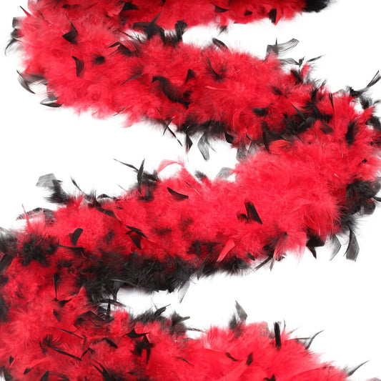 Tipped Chandelle Feather Boa - Heavyweight - Red/Black - Chandelle Boa