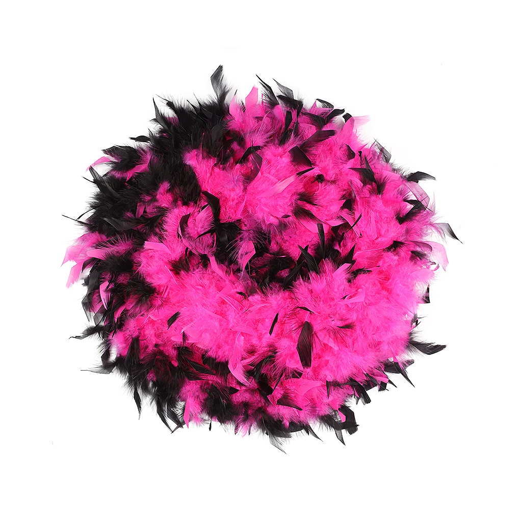 Tipped Chandelle Feather Boa - Heavyweight - Shocking Pink/Black - Chandelle Boa