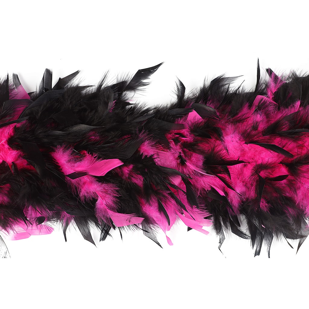 Tipped Chandelle Feather Boa - Heavyweight - Shocking Pink/Black - Chandelle Boa