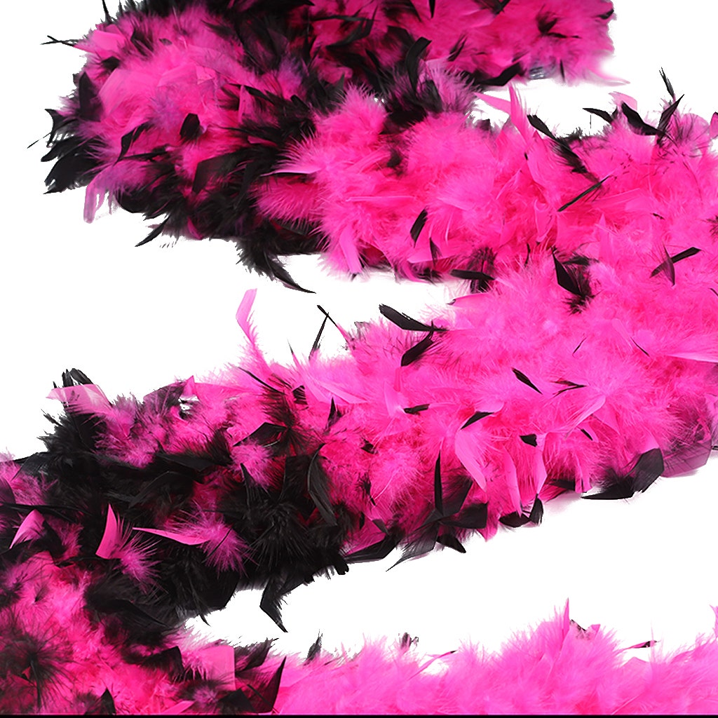 Tipped Chandelle Feather Boa - Heavyweight - Shocking Pink/Black - Chandelle Boa