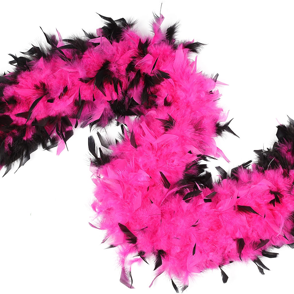 Tipped Chandelle Feather Boa - Heavyweight - Shocking Pink/Black - Chandelle Boa