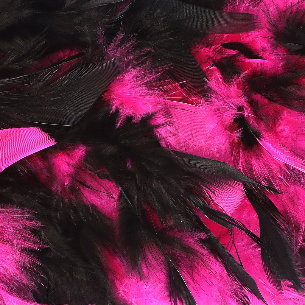 Tipped Chandelle Feather Boa - Heavyweight - Shocking Pink/Black - Chandelle Boa