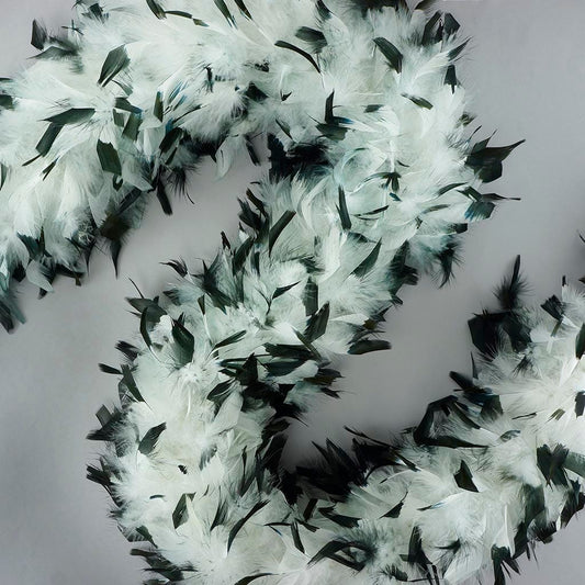 Tipped Chandelle Feather Boa - Heavyweight - White/Black - Chandelle Boa