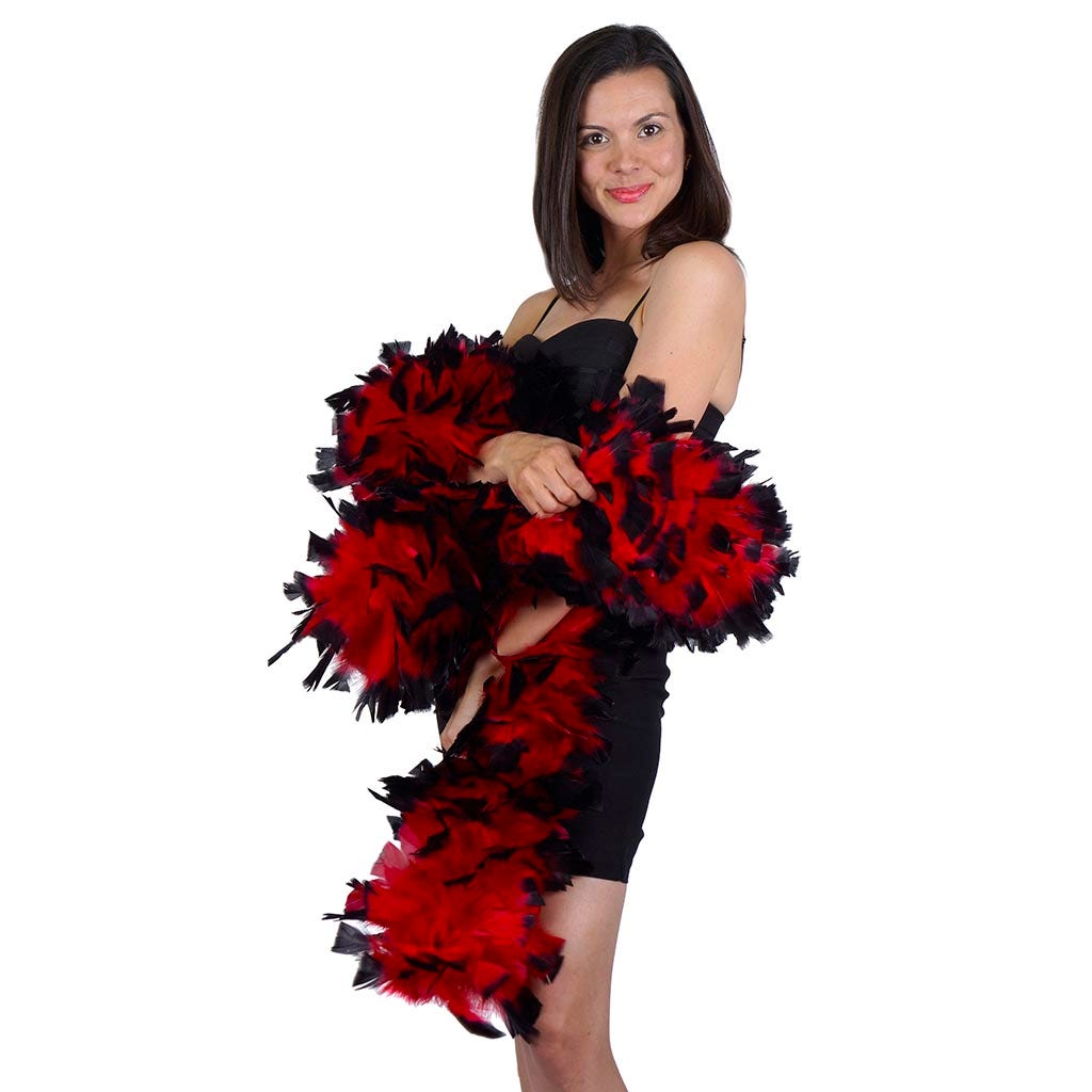 Turkey Feather Boa 10-14’’ - Red/Black Tipped - Turkey Boa