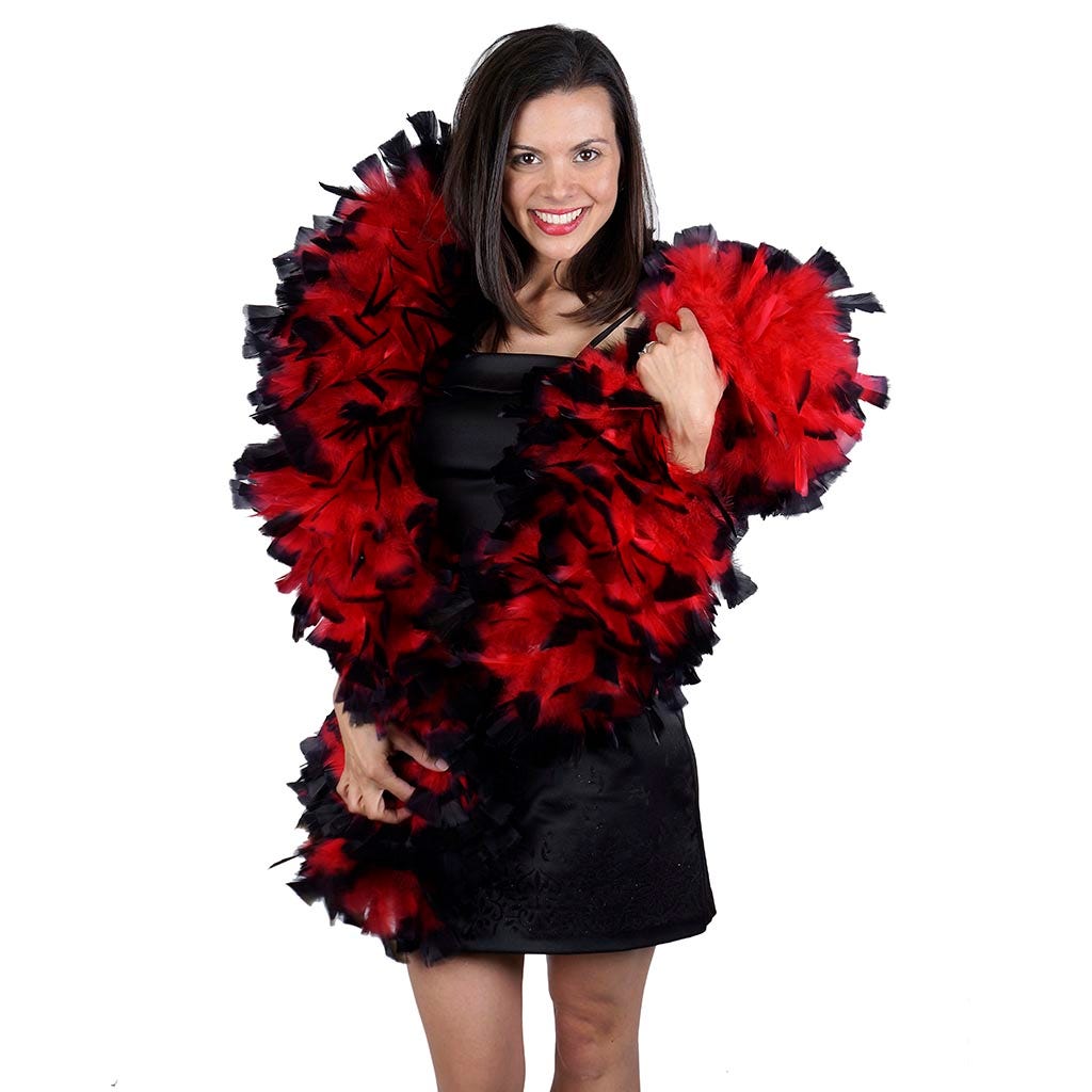 Turkey Feather Boa 10-14’’ - Red/Black Tipped - Turkey Boa