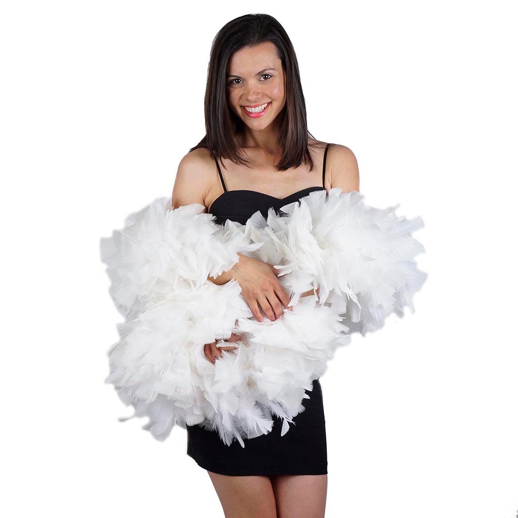 Turkey Feather Boa 10-14’’ - White - Turkey Boa