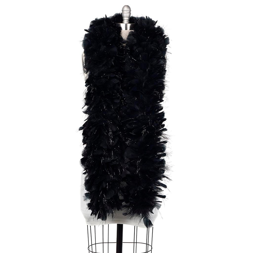 Turkey Feather Boa 8-10’’ - Black/Lurex Black - Turkey Boa