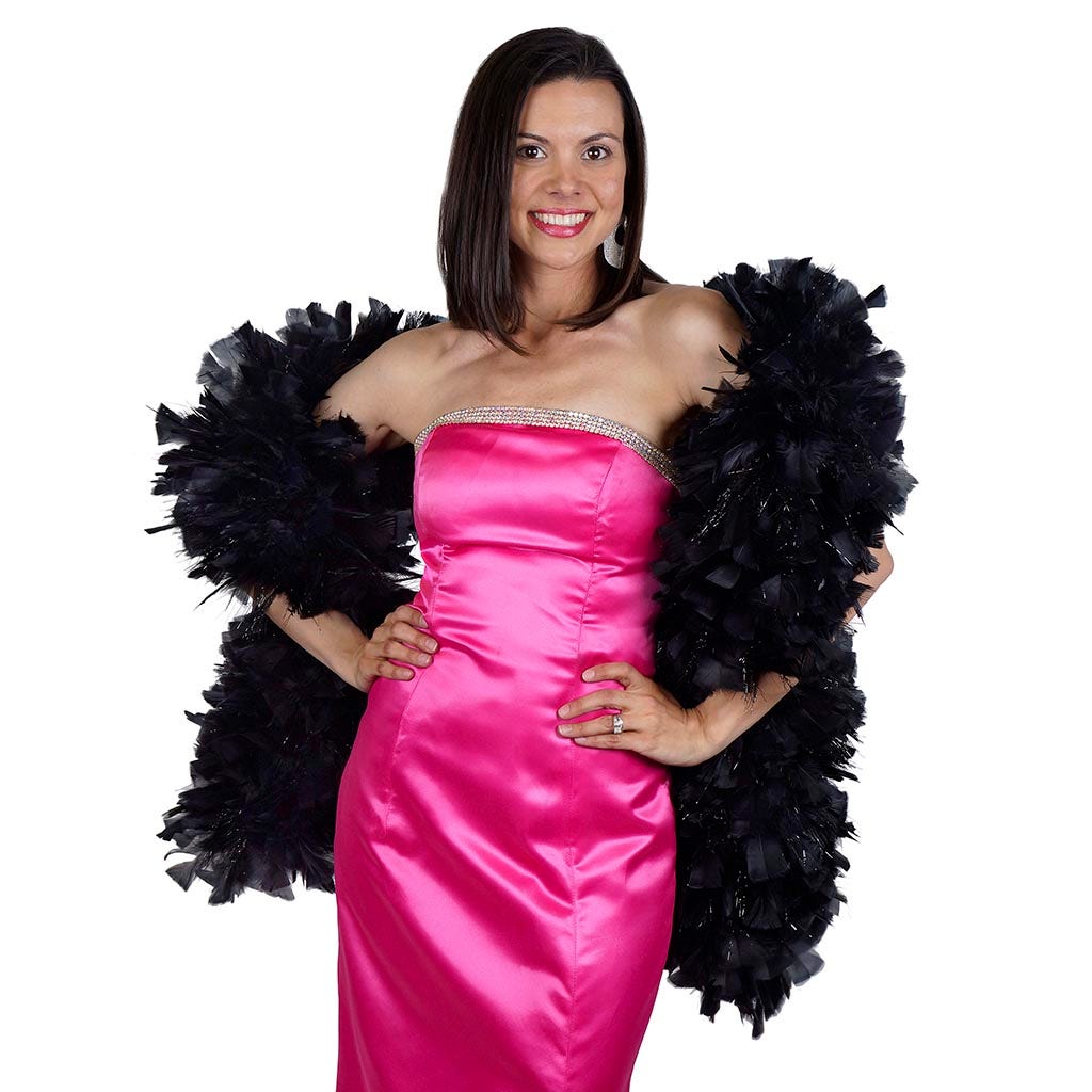 Turkey Feather Boa 8-10’’ - Black/Lurex Black - Turkey Boa