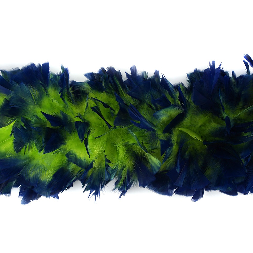 Turkey Feather Boa 8-10’’ - Tipped Lime/Royal - Turkey Boa