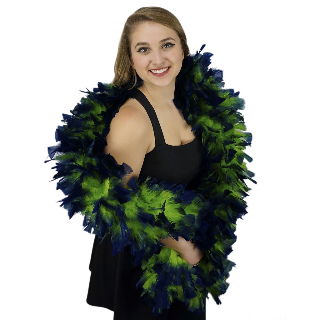 Turkey Feather Boa 8-10’’ - Tipped Lime/Royal - Turkey Boa