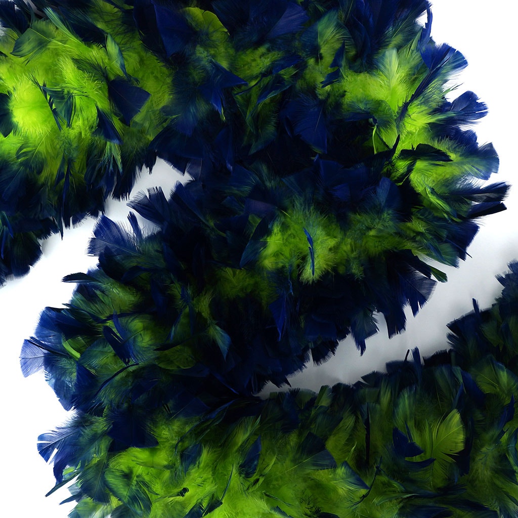 Turkey Feather Boa 8-10’’ - Tipped Lime/Royal - Turkey Boa