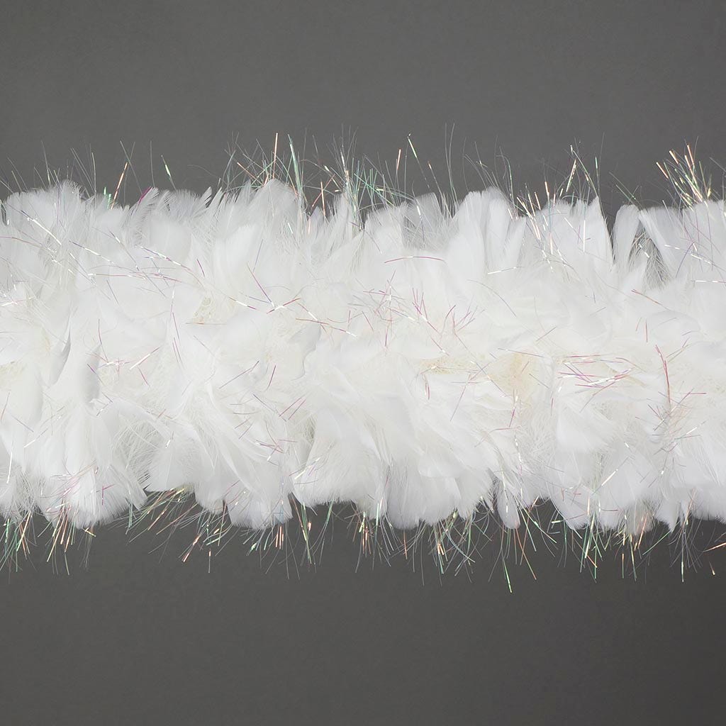 Turkey Feather Boa 8-10’’ - White/Opal Lurex - Turkey Boa