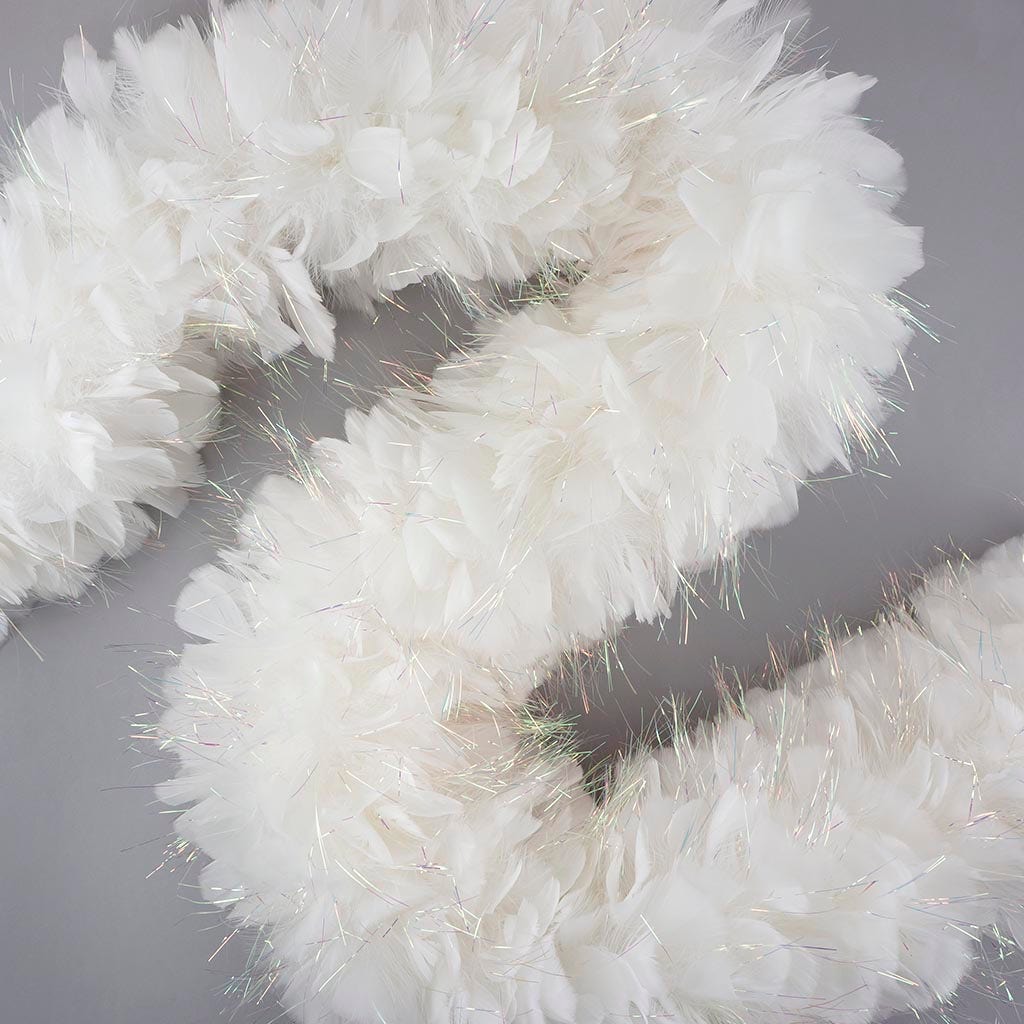 Turkey Feather Boa 8-10’’ - White/Opal Lurex - Turkey Boa