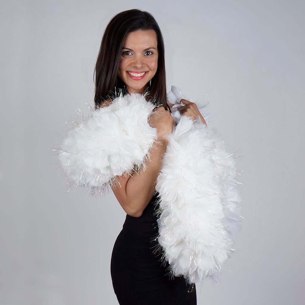 Turkey Feather Boa 8-10’’ - White/Opal Lurex - Turkey Boa