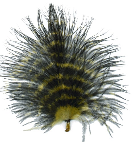 Turkey Marabou Stenciled - Olive/Black - Feathers