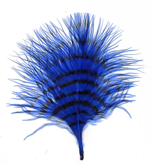 Turkey Marabou Stenciled - Royal/Black - Feathers