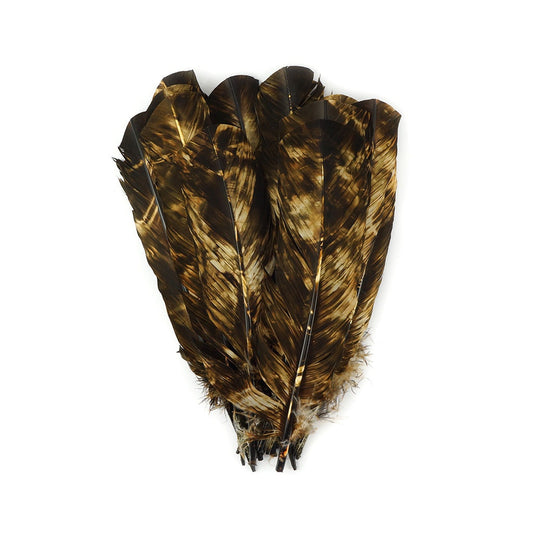 Turkey Quill Left Wing - Tie Dye - Beige & Brown - Feathers