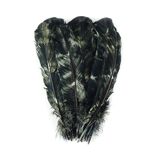 Turkey Quill Left Wing - Tie Dye - Black & White - Feathers