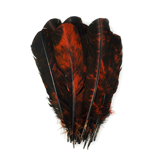 Turkey Quill Left Wing - Tie Dye - Orange & Black - Feathers