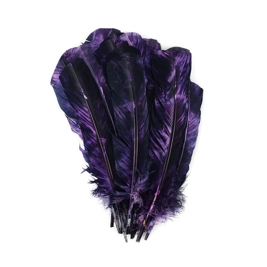 Turkey Quill Left Wing - Tie Dye - Orchid & Plum - Feathers