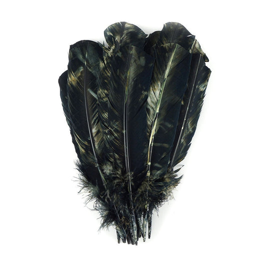 Turkey Quill Right Wing - Tie Dye Black & White - Feathers