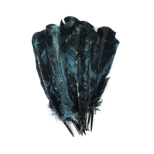 Turkey Quill Right Wing - Tie Dye - Ocean Blue & Black - Feathers