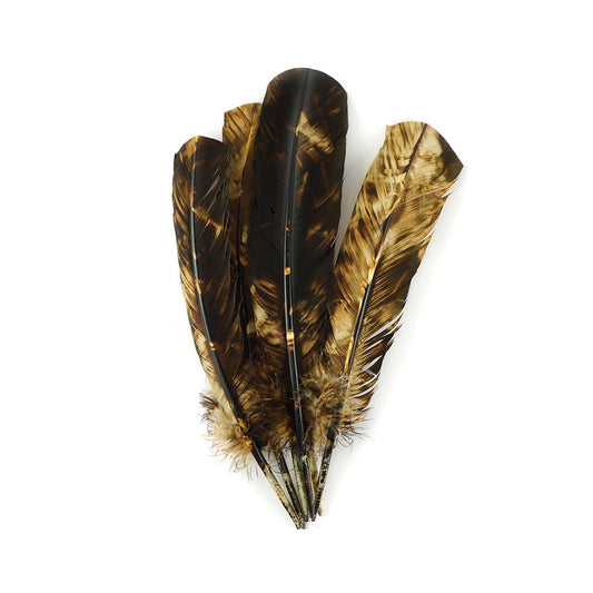 Turkey Quill - Tie Dye - Beige and Brown - Feathers