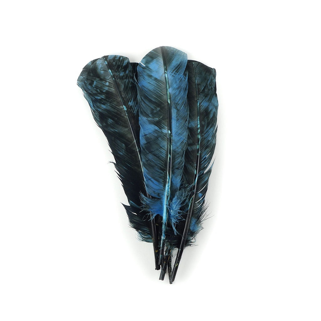 Turkey Quill - Tie Dye - Ocean Blue and Black - Feathers