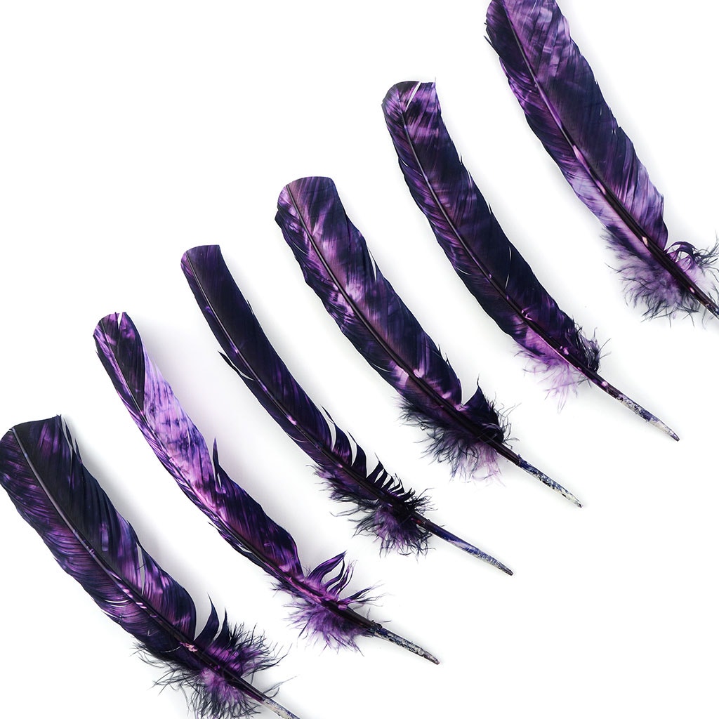 Turkey Quill - Tie Dye - Orchid and Plum - Feathers