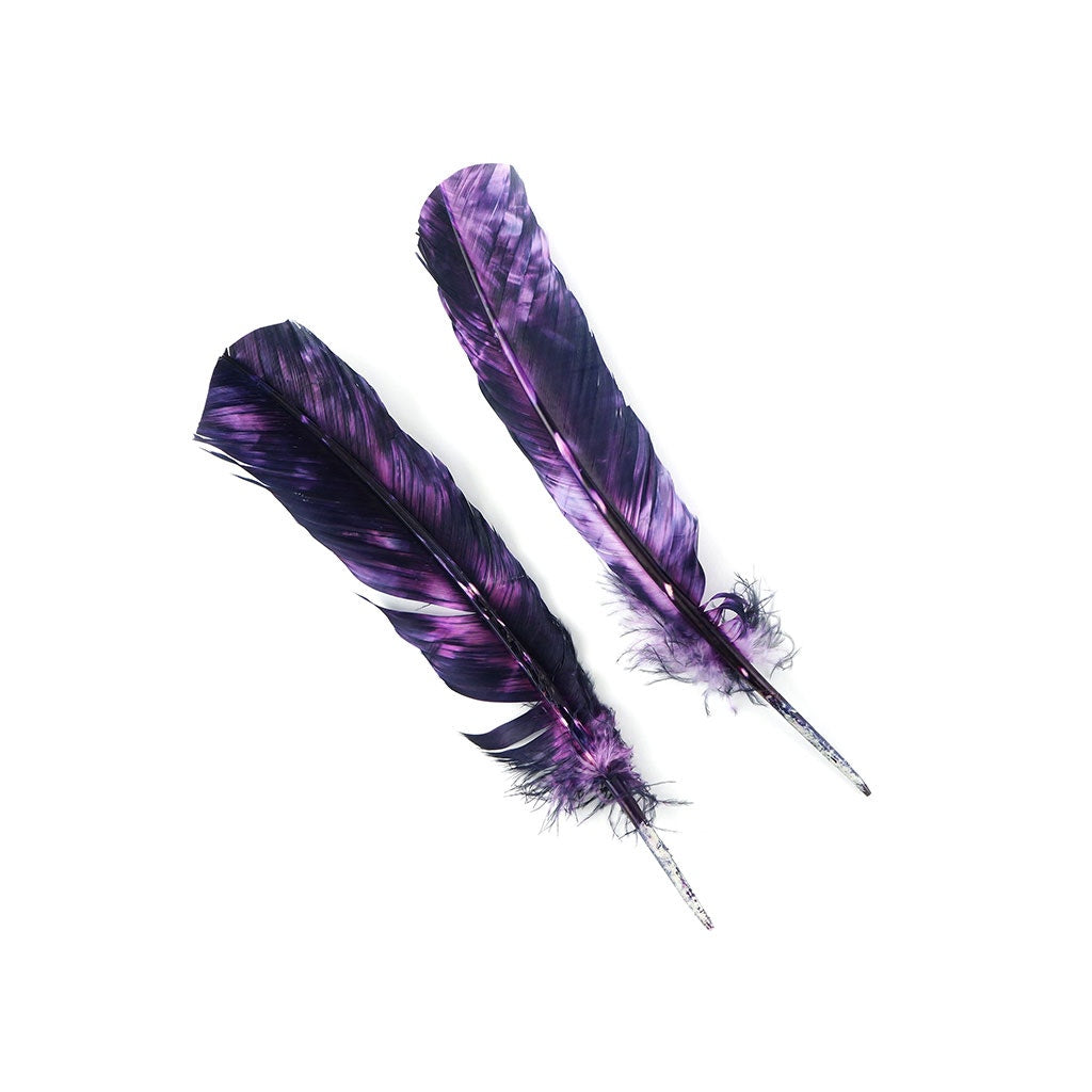 Turkey Quill - Tie Dye - Orchid and Plum - Feathers