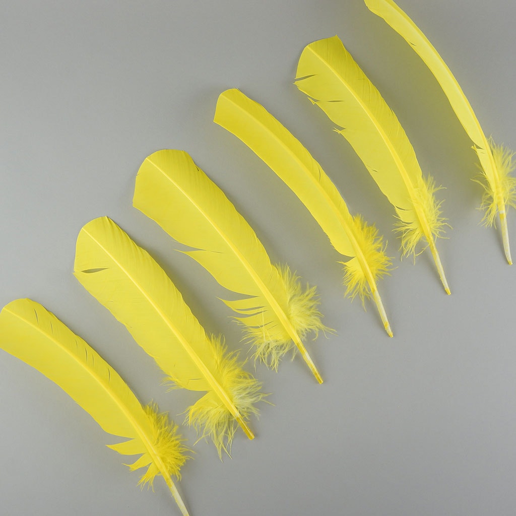 Turkey Quills by Pound - Left Wing - Florescent Yellow - Feathers