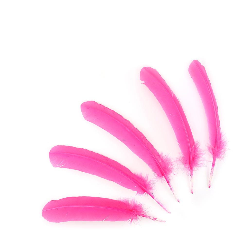 Turkey Quills by Pound - Left Wing - Pink Orient - Feathers