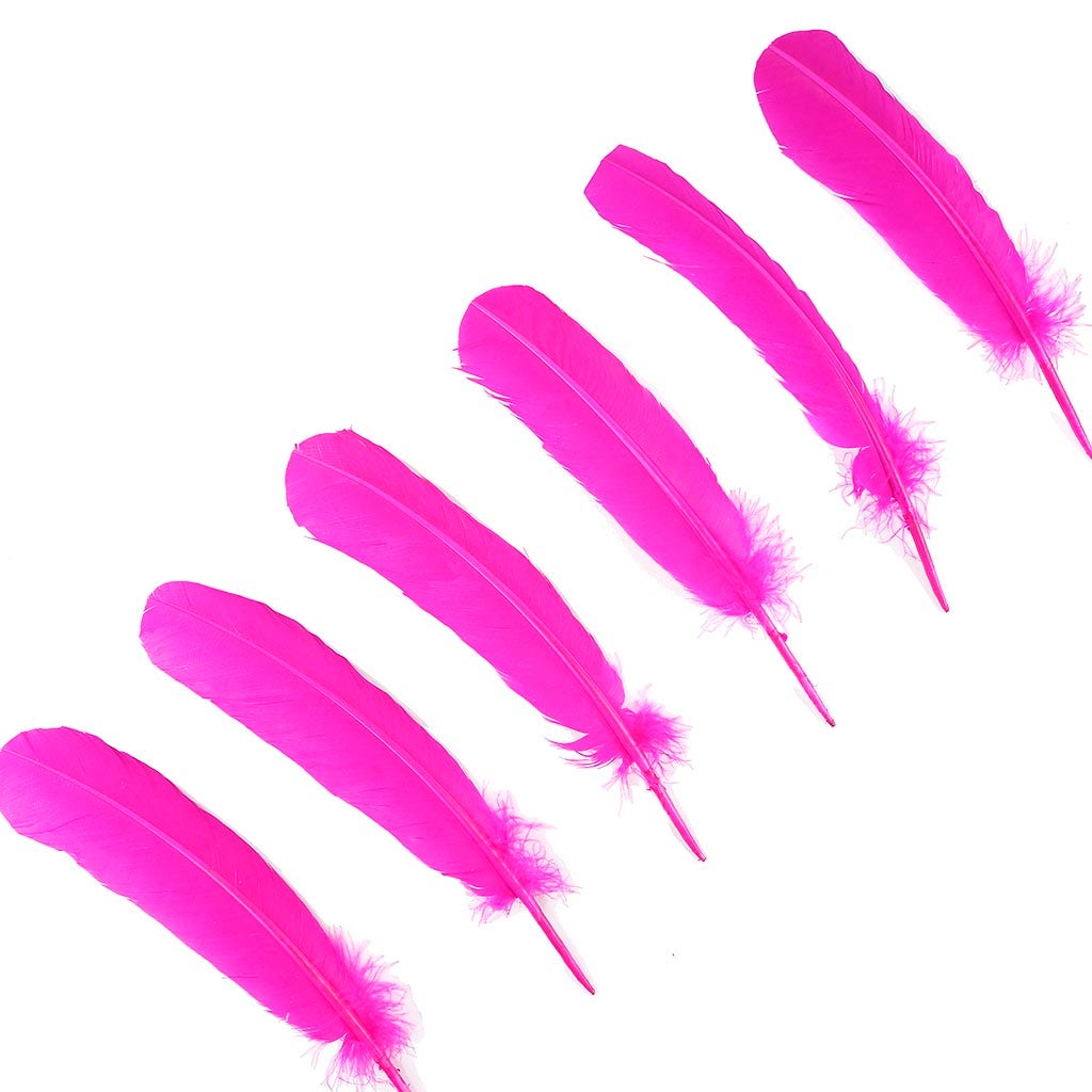 Turkey Quills by Pound - Left Wing - Shocking Pink - Feathers