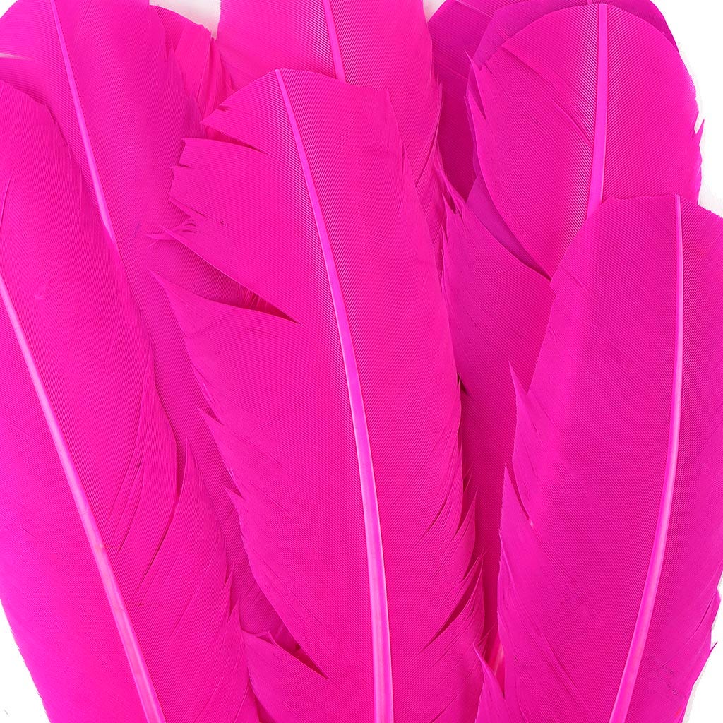 Turkey Quills by Pound - Left Wing - Shocking Pink - Feathers