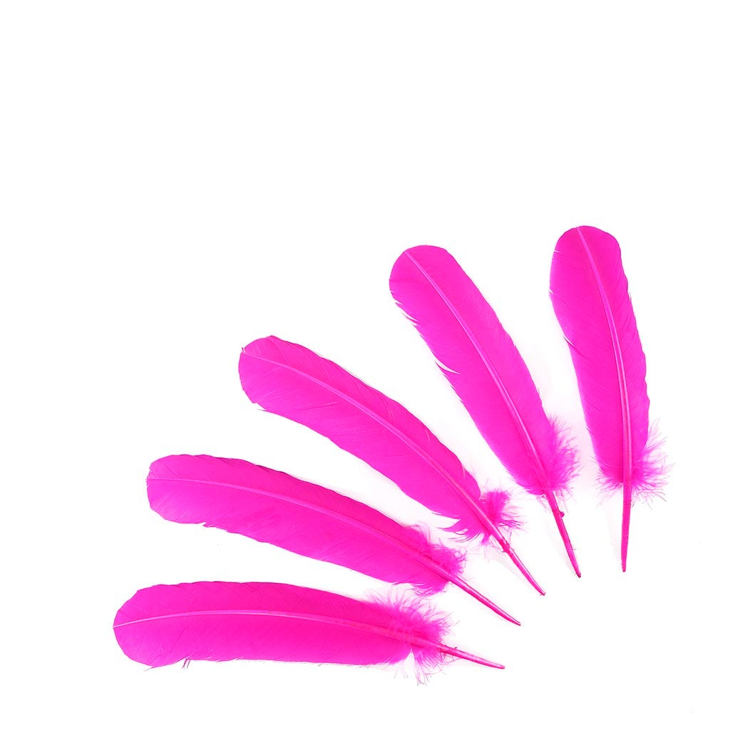 Turkey Quills by Pound - Left Wing - Shocking Pink - Feathers