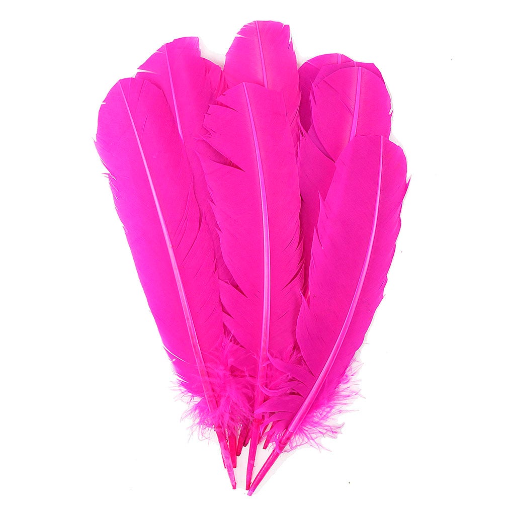 Turkey Quills by Pound - Left Wing - Shocking Pink - Feathers