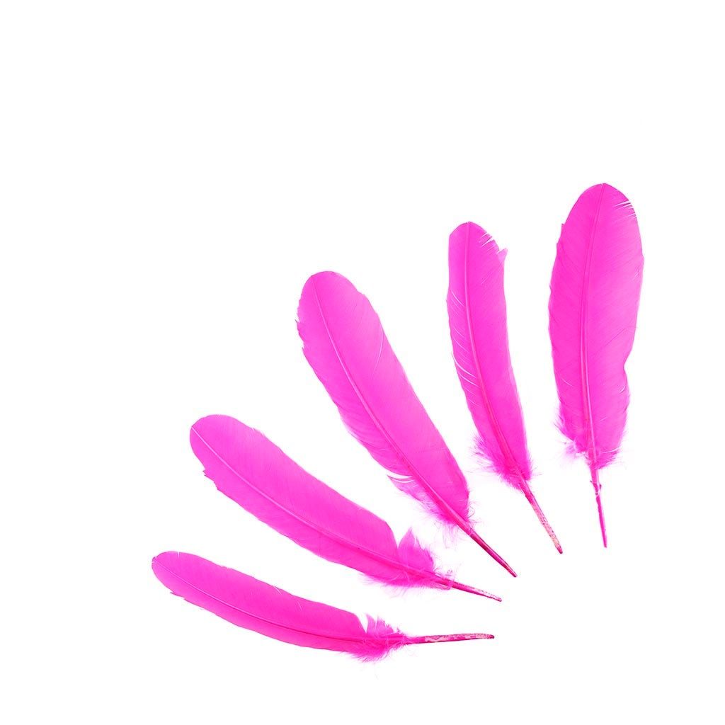 Turkey Quills by Pound - Right Wing - Shocking Pink - Feathers