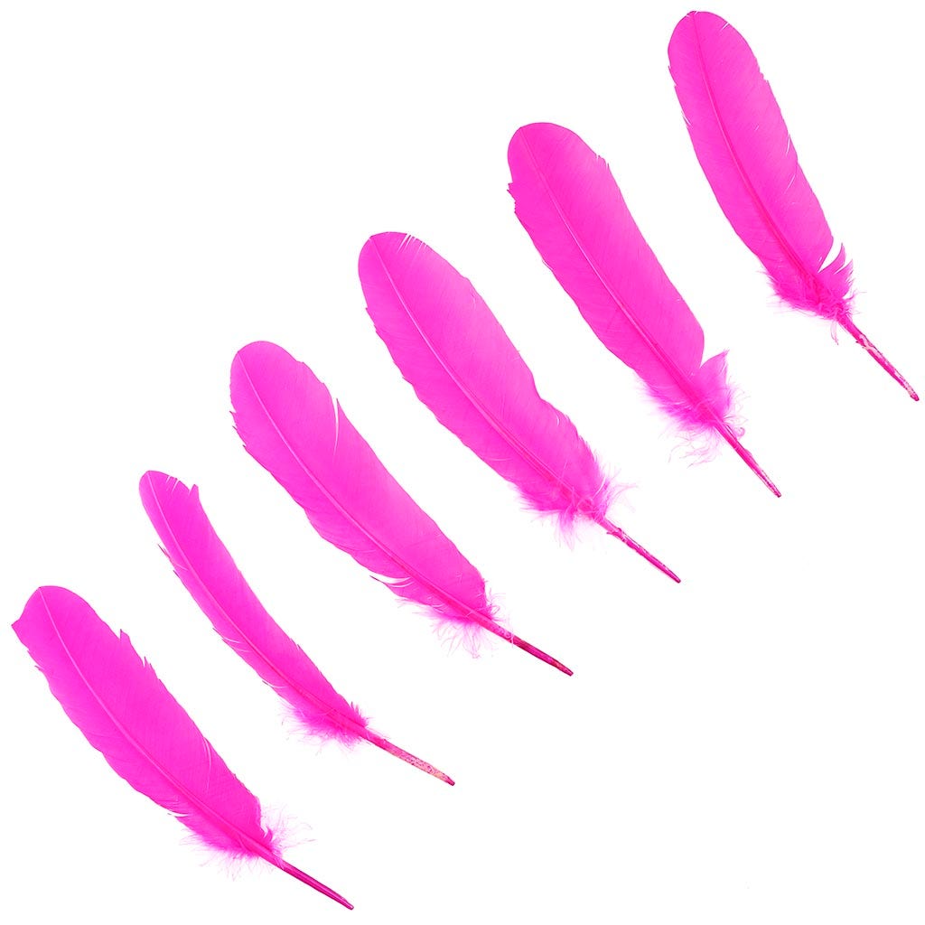 Turkey Quills by Pound - Right Wing - Shocking Pink - Feathers