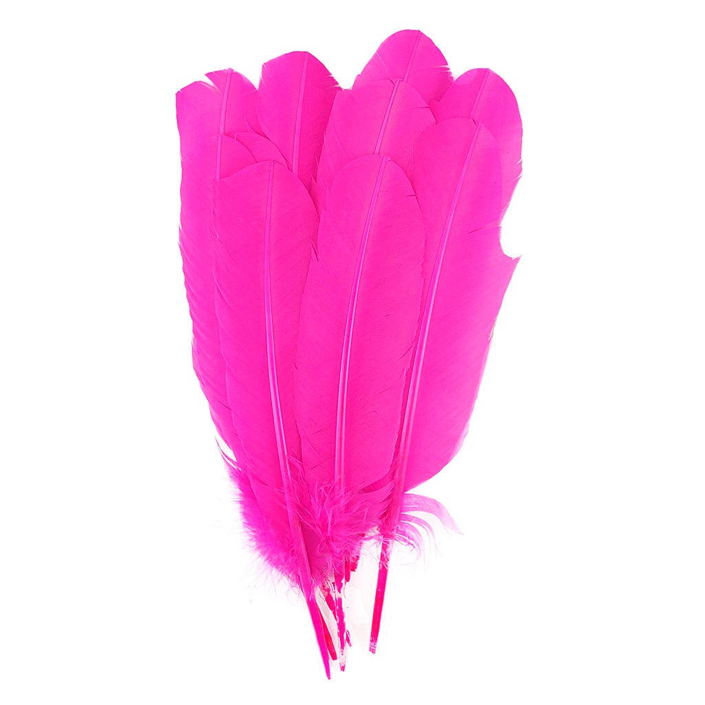 Turkey Quills by Pound - Right Wing - Shocking Pink - Feathers