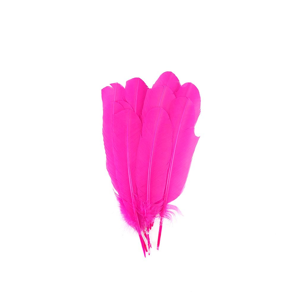 Turkey Quills by Pound - Right Wing - Shocking Pink - Feathers