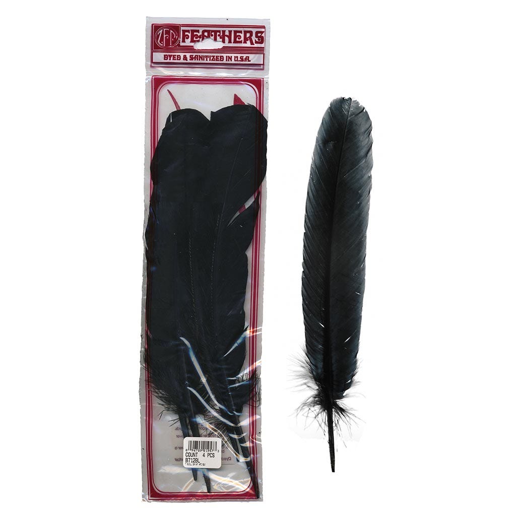 Turkey Quills Dyed - Black - Feathers