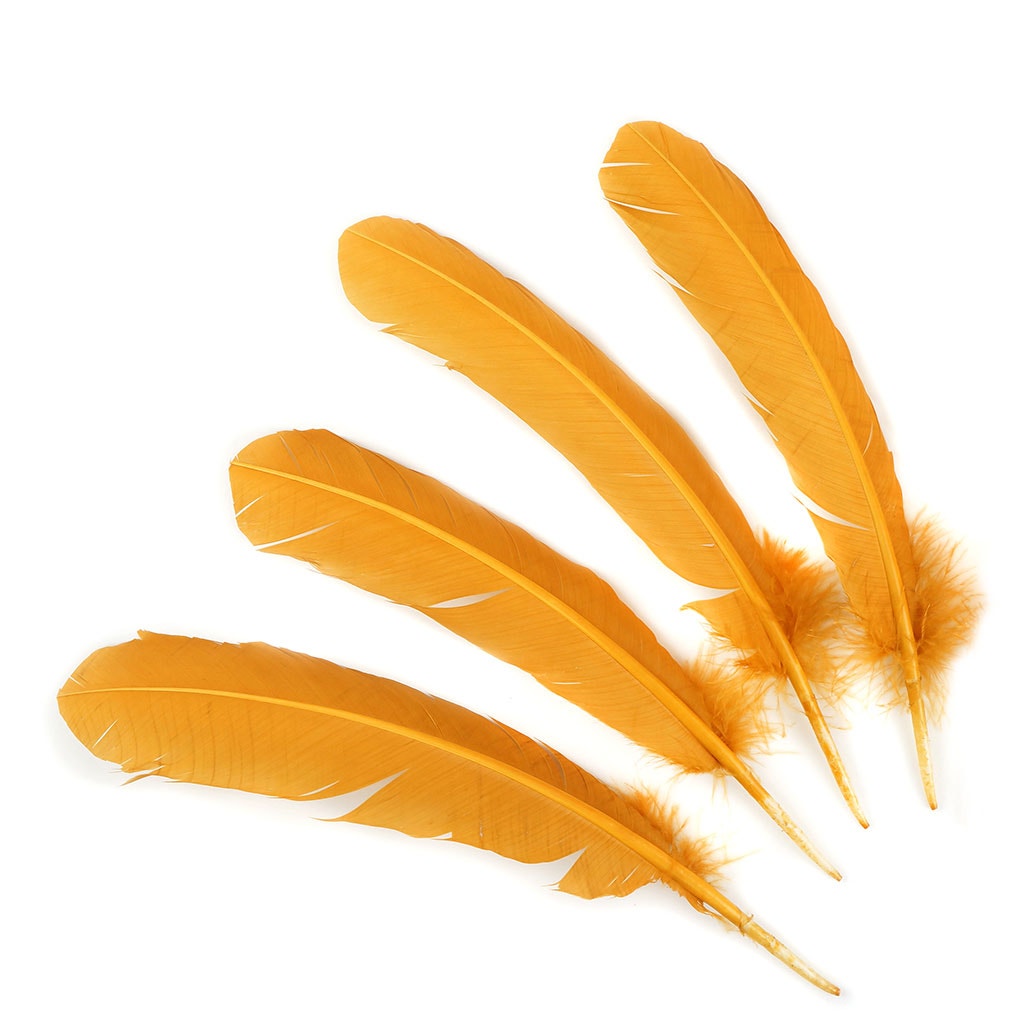 Turkey Quills Dyed Feathers - Antique Gold - Feathers