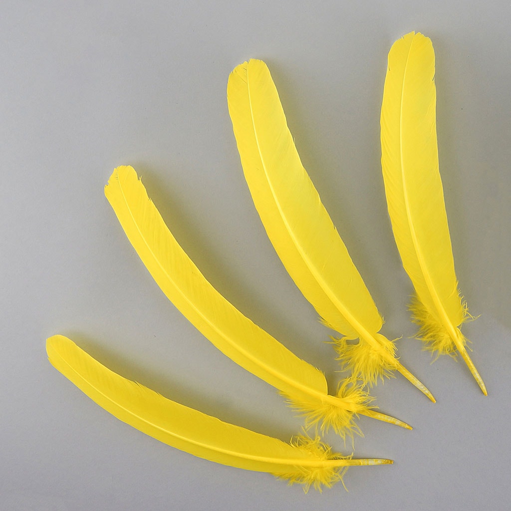 Turkey Quills Dyed Feathers - Yellow - Feathers