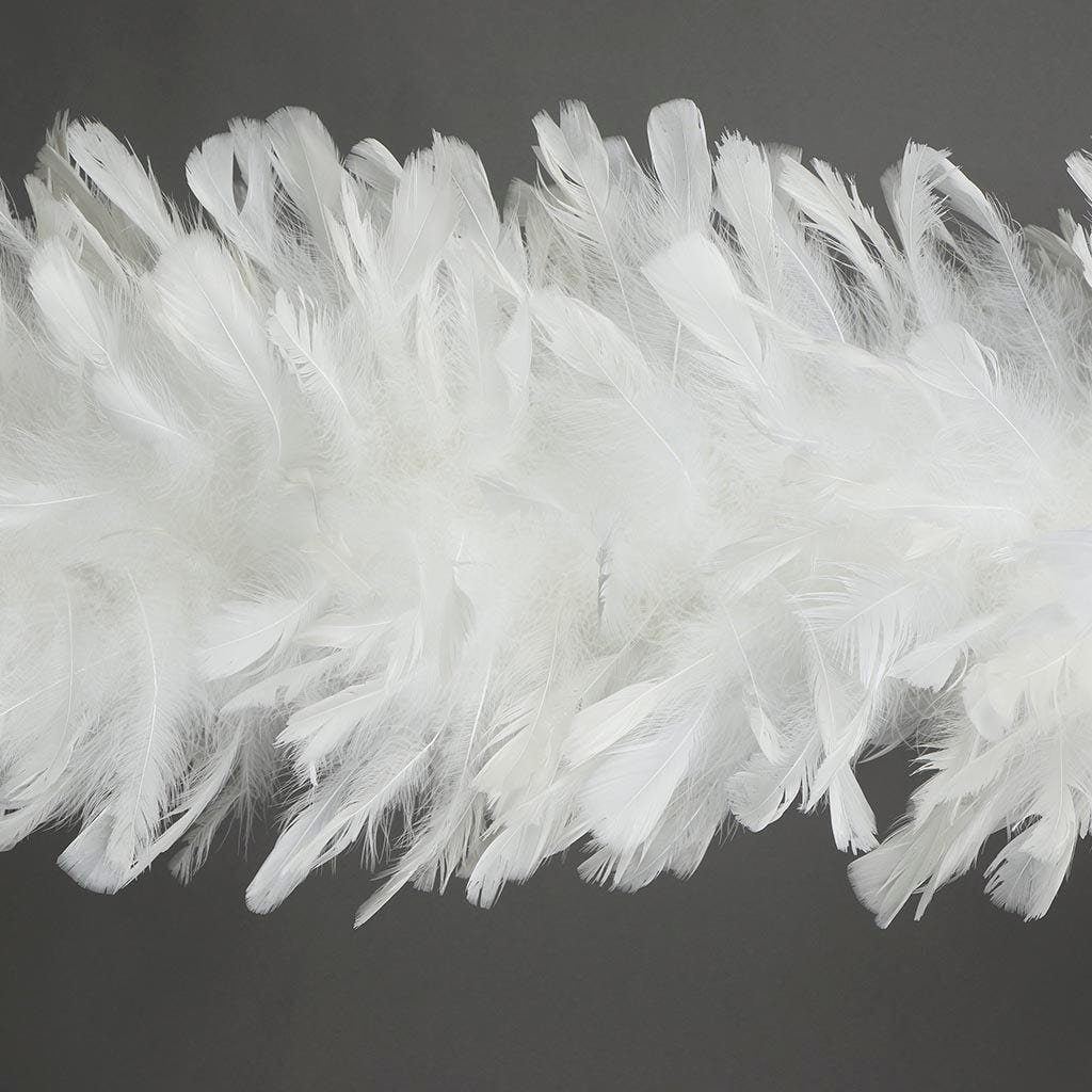 Turkey Ruff Feather Boa - 14-16’’ - White - Turkey Boa