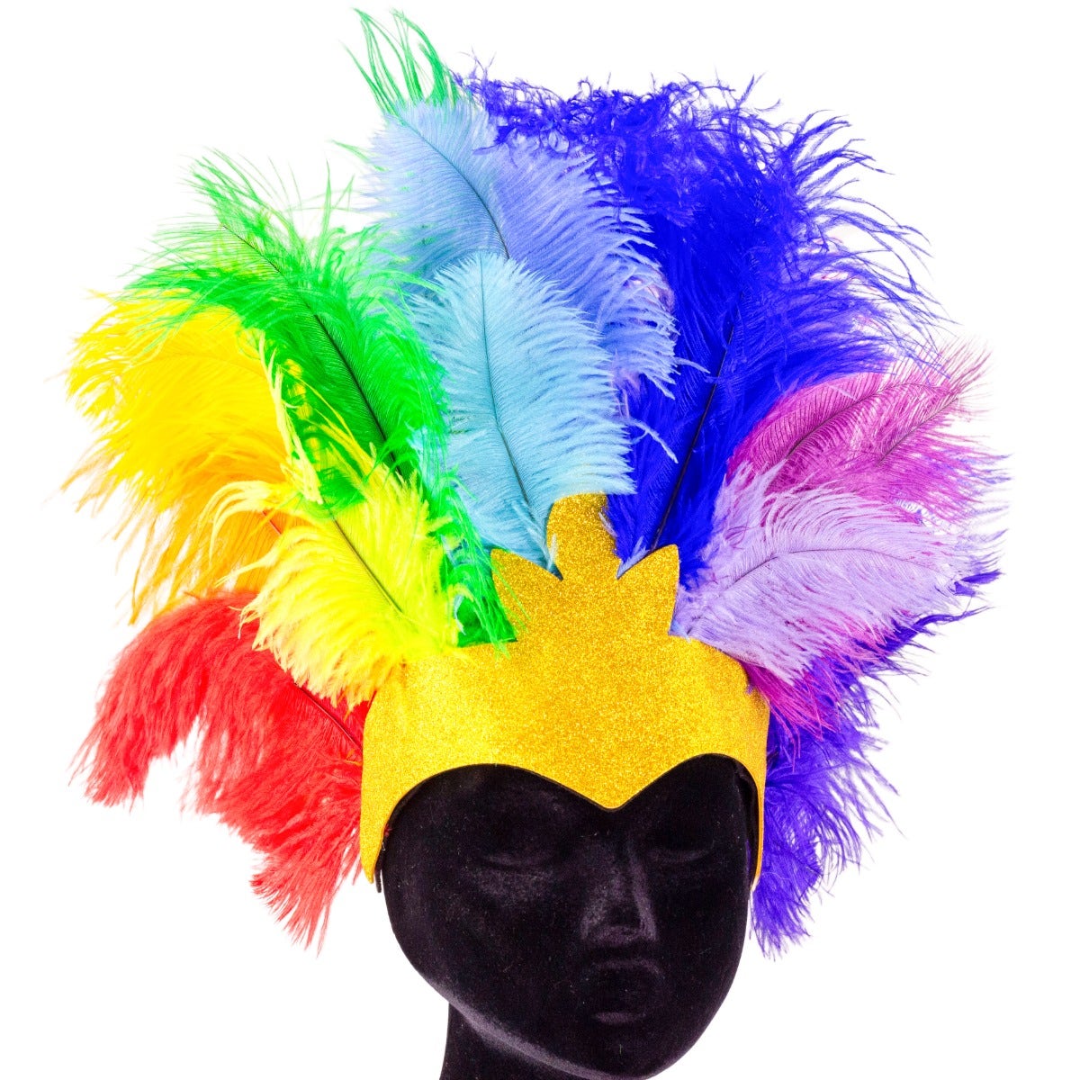 Upcycled Bright Rainbow Headdress - Feathers