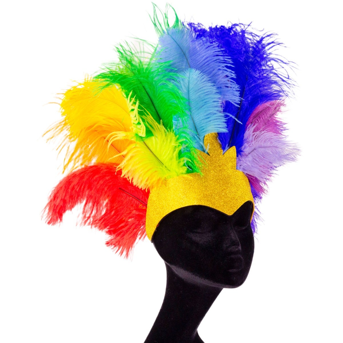 Upcycled Bright Rainbow Headdress - Feathers