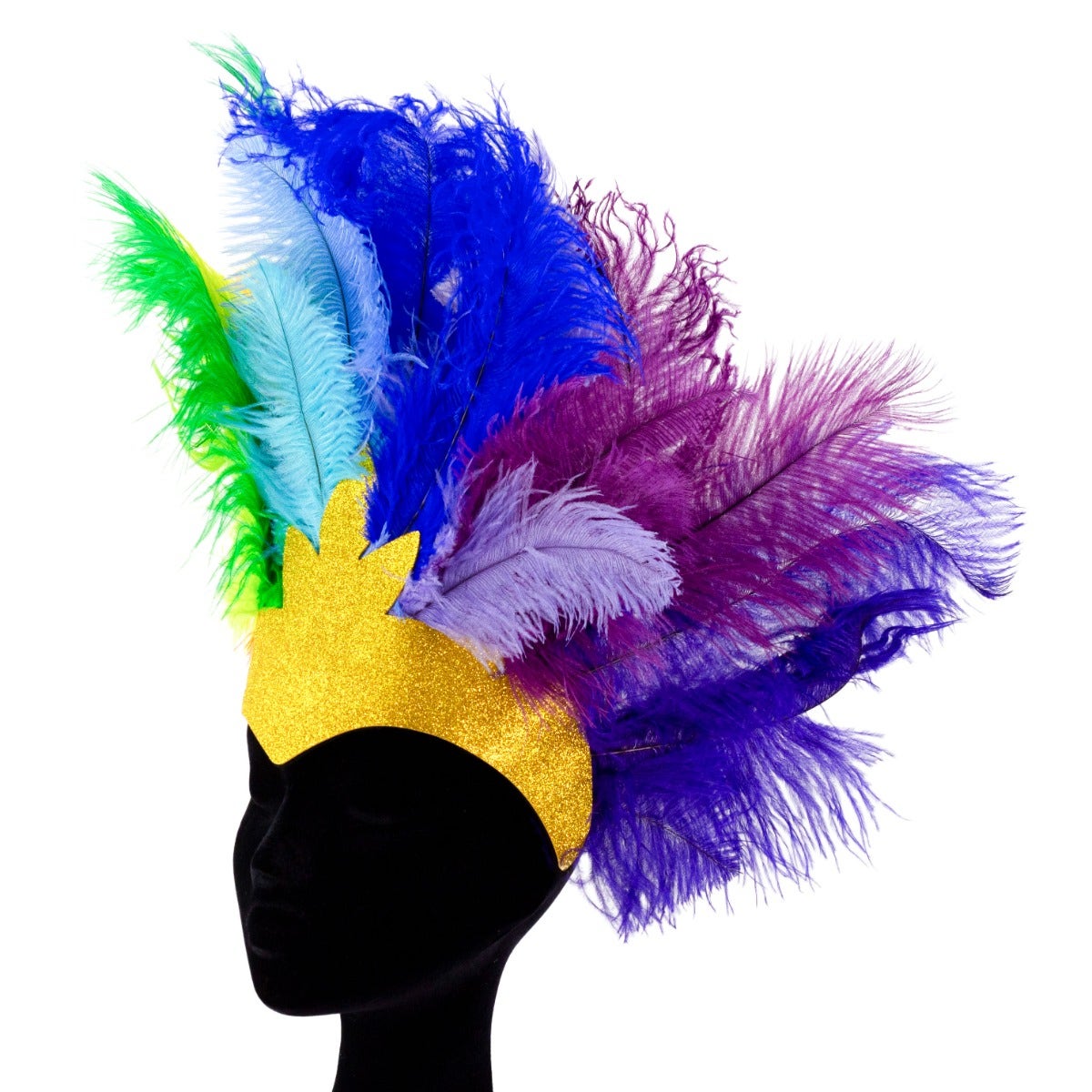 Upcycled Bright Rainbow Headdress - Feathers