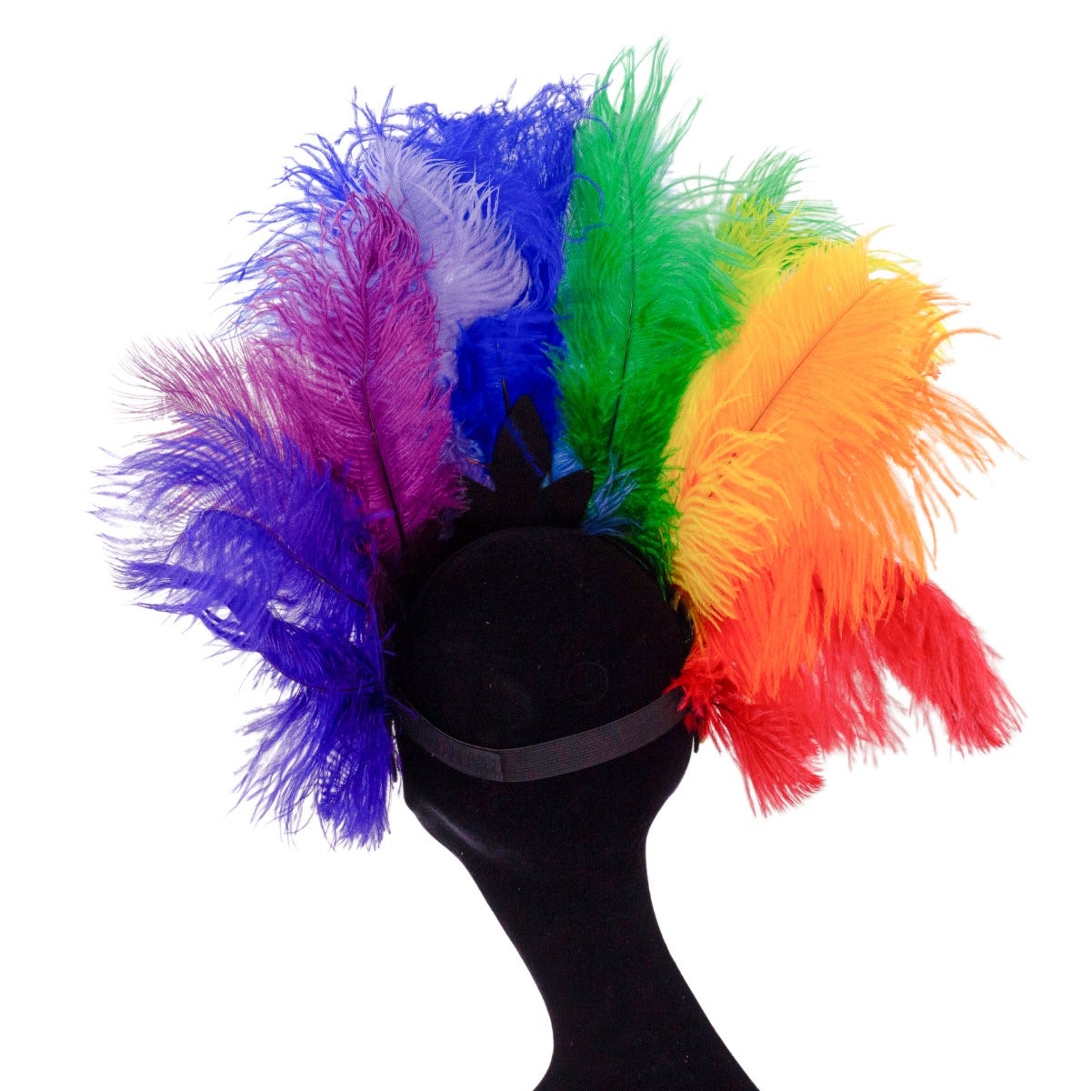 Upcycled Bright Rainbow Headdress - Feathers